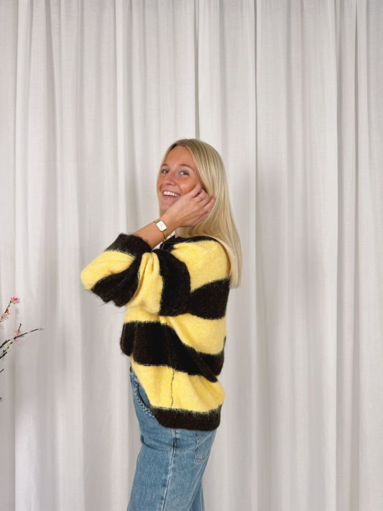 Florence Zipper Knit Yellow / Coffee