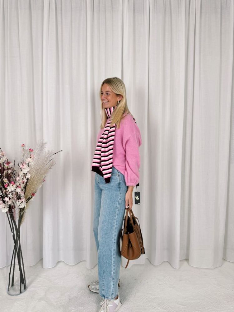 Maud Striped Scarf Pink / Bordeaux
