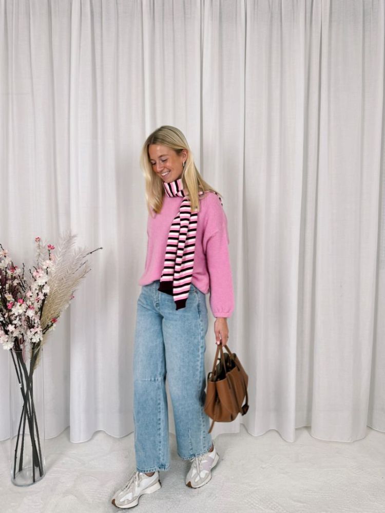 Maud Striped Scarf Pink / Bordeaux