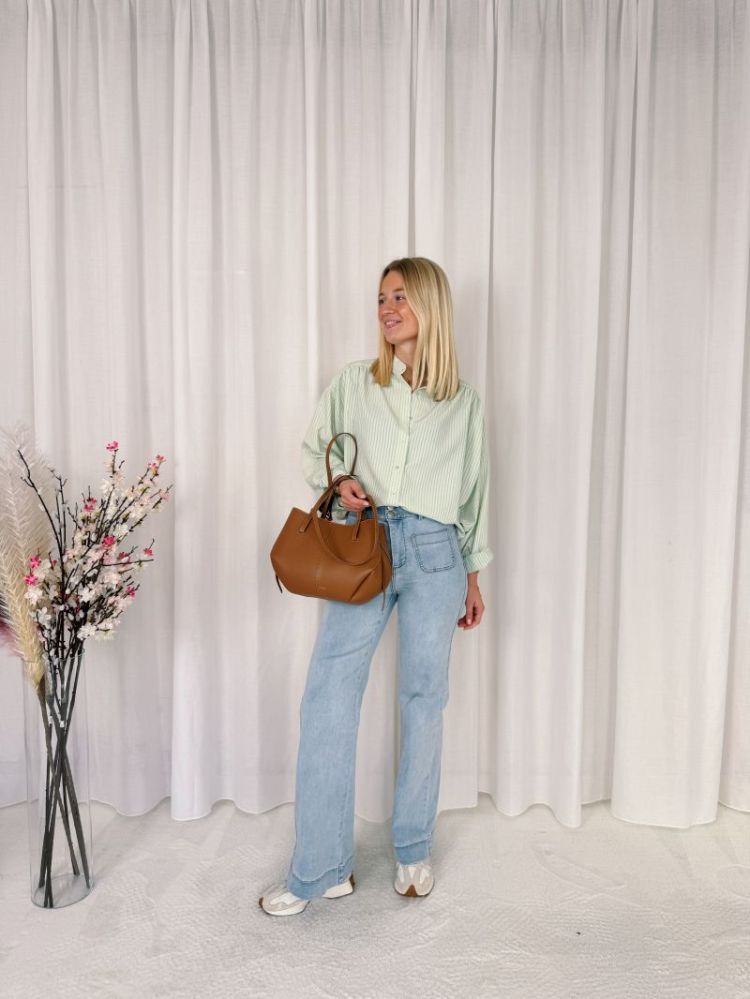 Fenna Striped Shirt Pastel Green / 