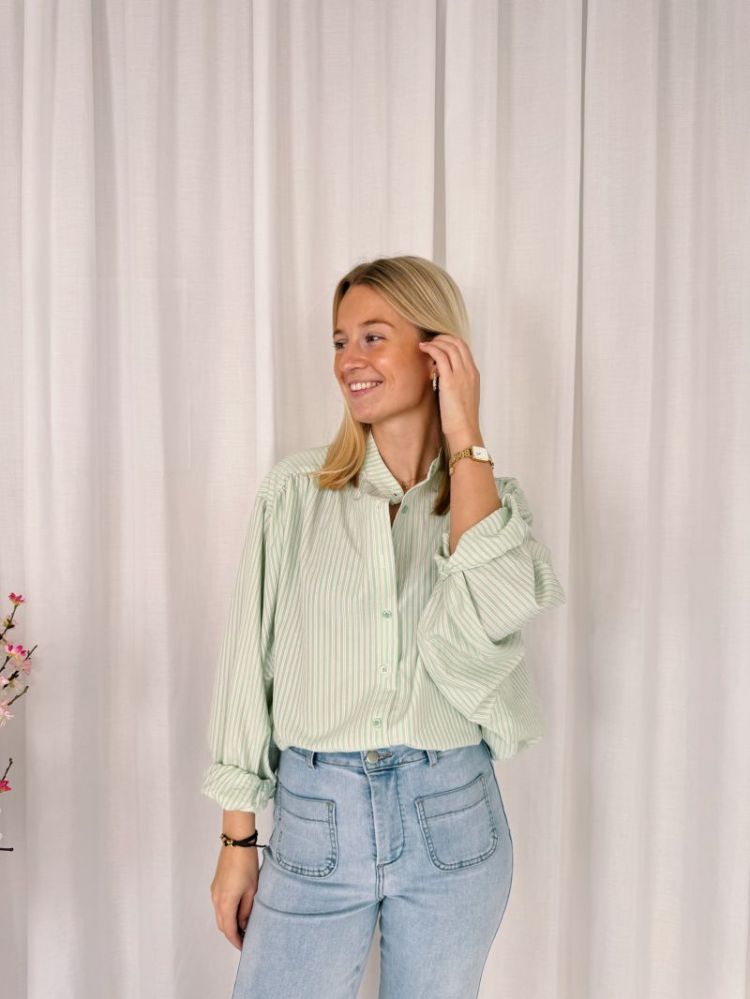 Fenna Striped Shirt Pastel Green / 