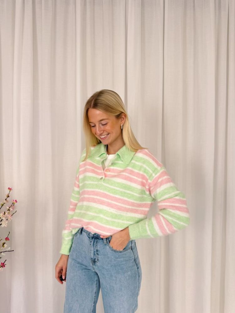 Lovy Polo Knit Green / Pink