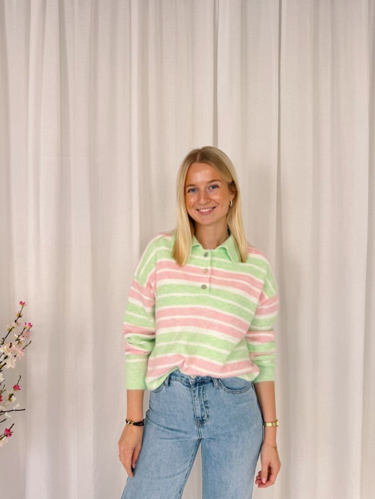 Lovy Polo Knit Green / Pink