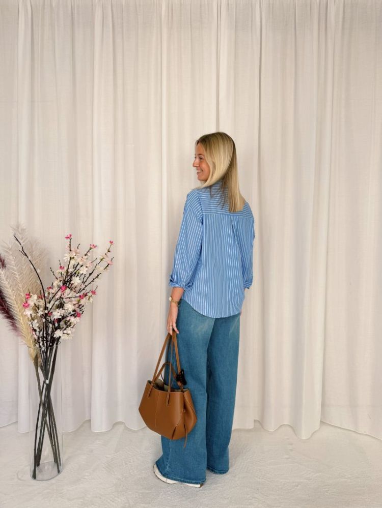 Myrle Striped Shirt Light Blue