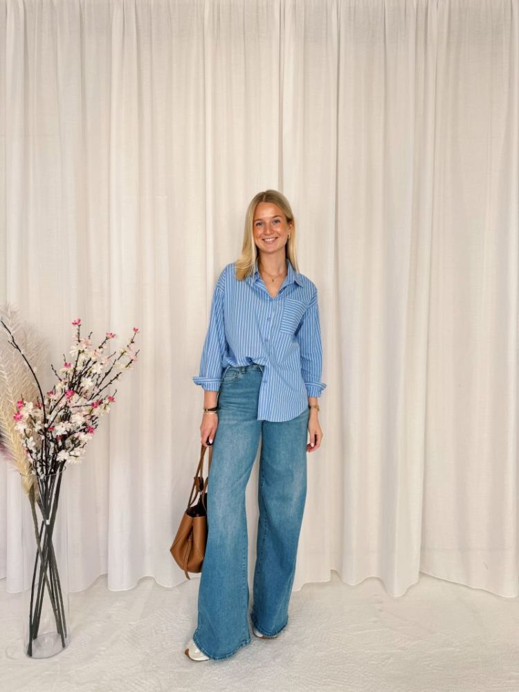 Myrle Striped Shirt Light Blue