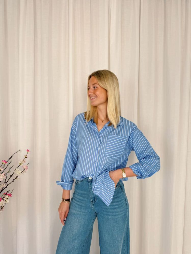 Myrle Striped Shirt Light Blue