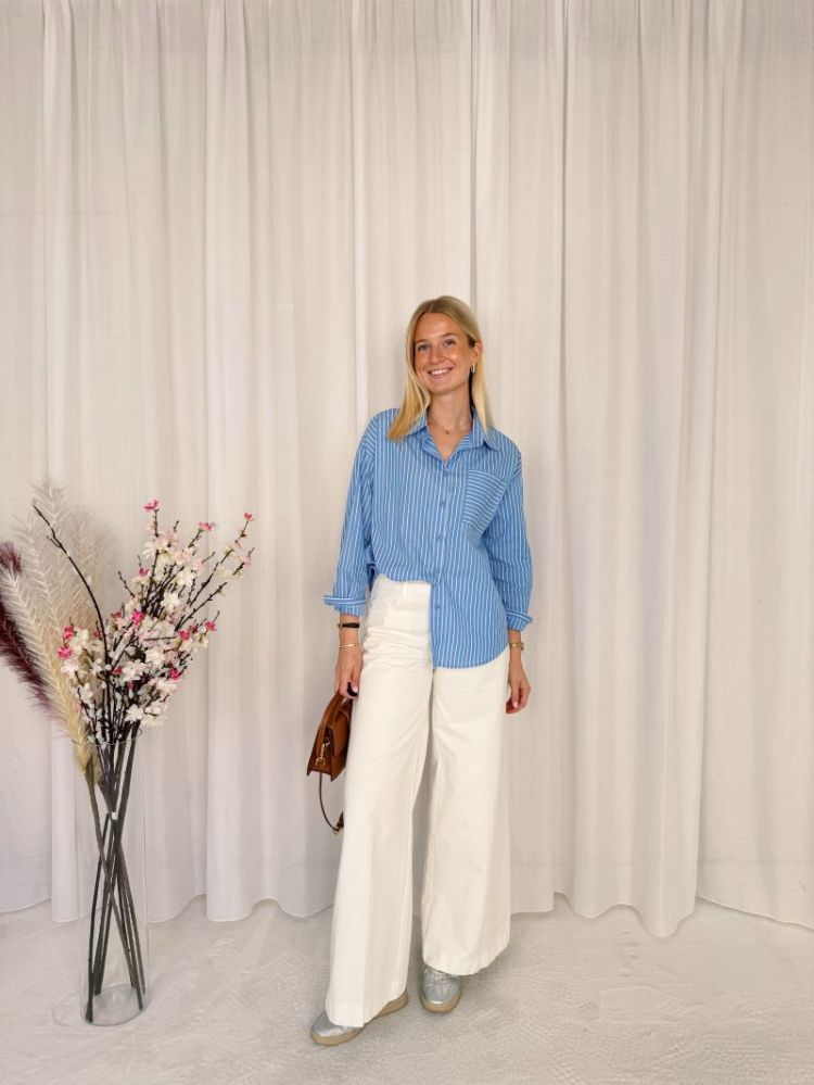 Myrle Striped Shirt Light Blue