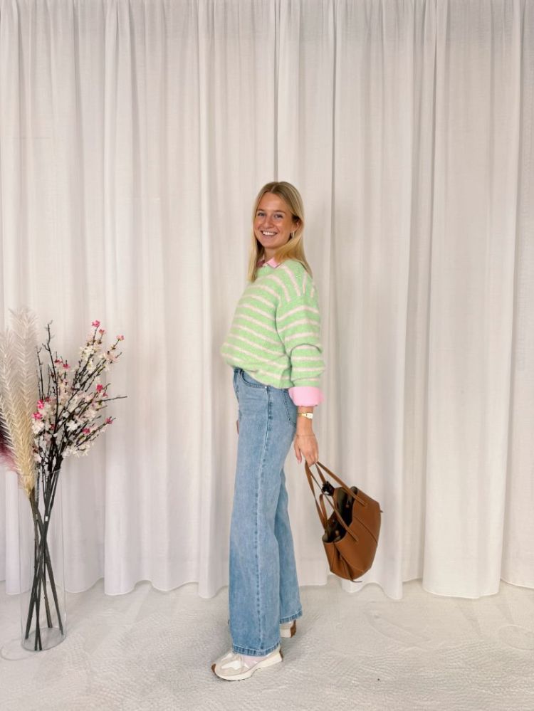 Taya Striped Knit Green / Pink
