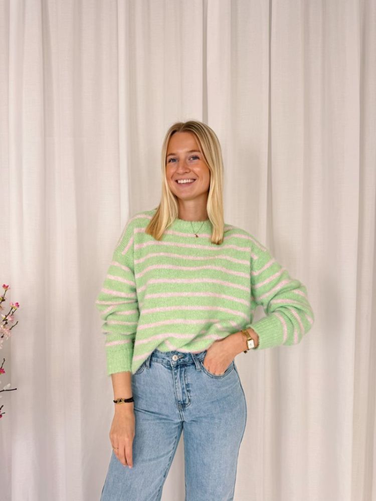 Taya Striped Knit Green / Pink
