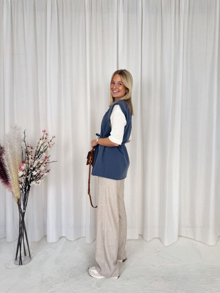 Yara Sleeveless Strap Blazer Denim Blue
