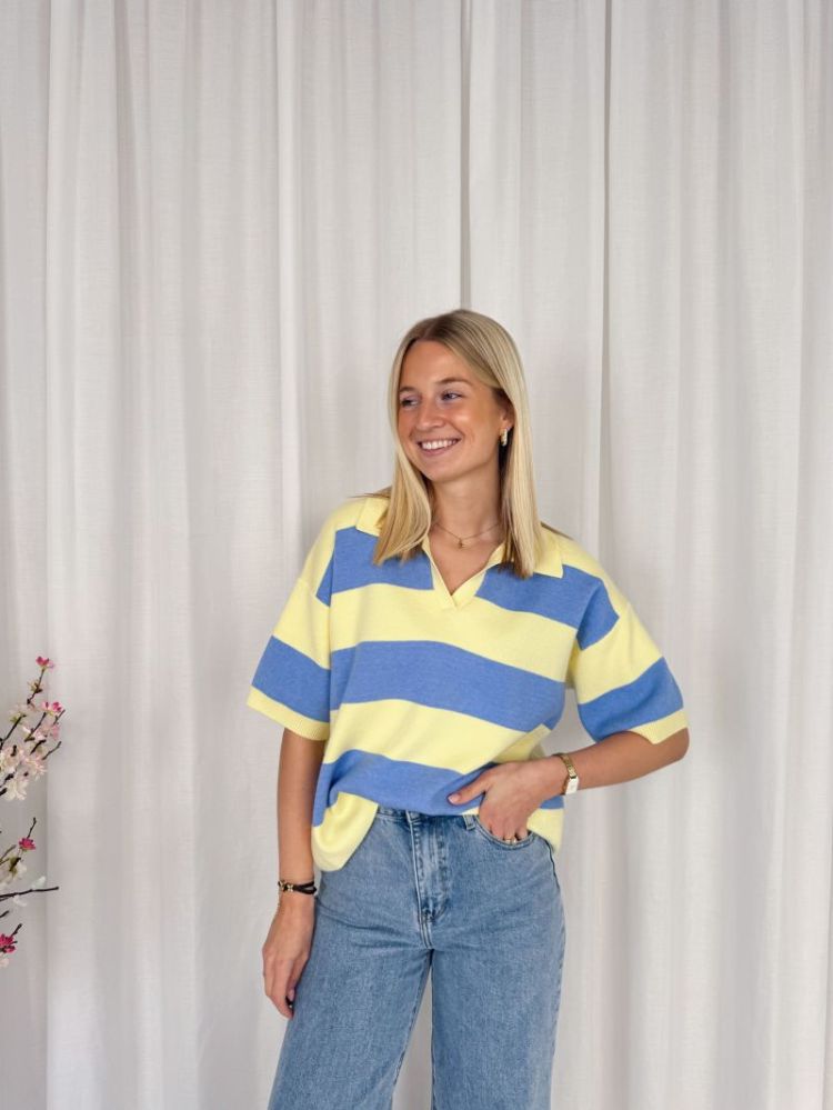 Ruby Shortsleeve Polo Knit Yellow / Blue