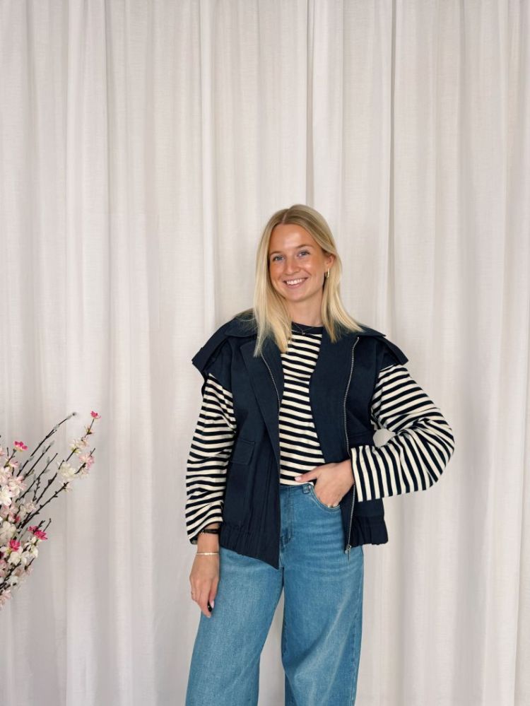 Lisa Striped Longsleeve Navy / Beige