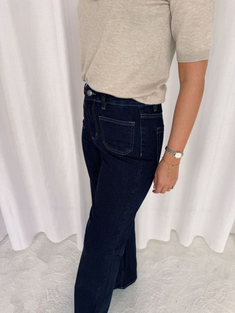 Brook HW Reg Jeans Dark Blue Unwas