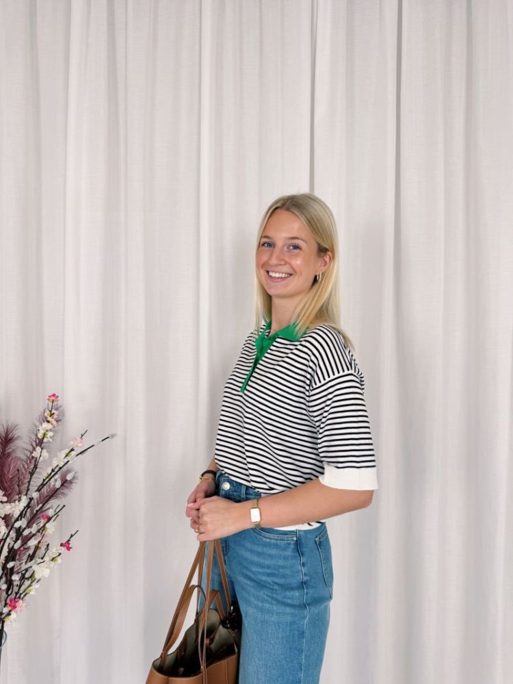 Lizza Polo Knit Black Stripes /