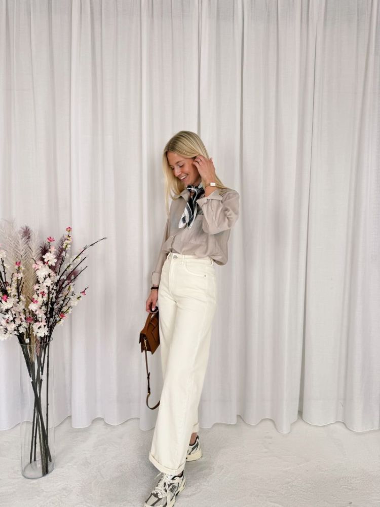 Lowen Long Barrel Jeans Ecru