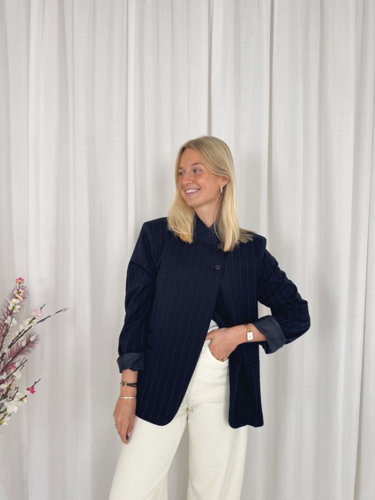 Celeste Striped Blazer Navy Blue