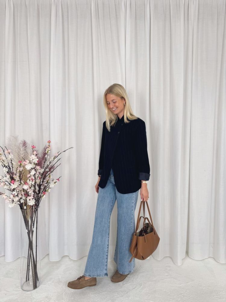 Celeste Striped Blazer Navy Blue