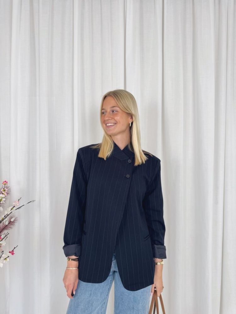 Celeste Striped Blazer Navy Blue