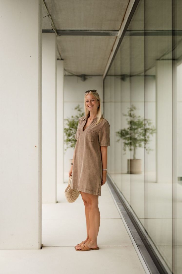Luna Denim Dress Taupe