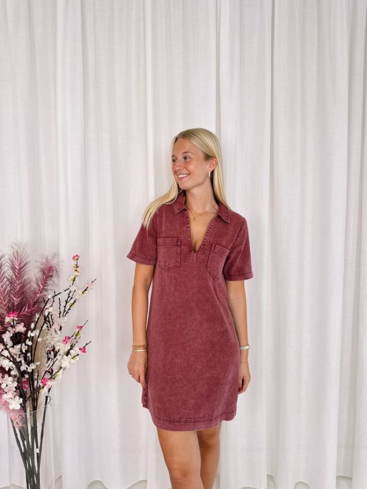 Luna Denim Dress Bordeaux