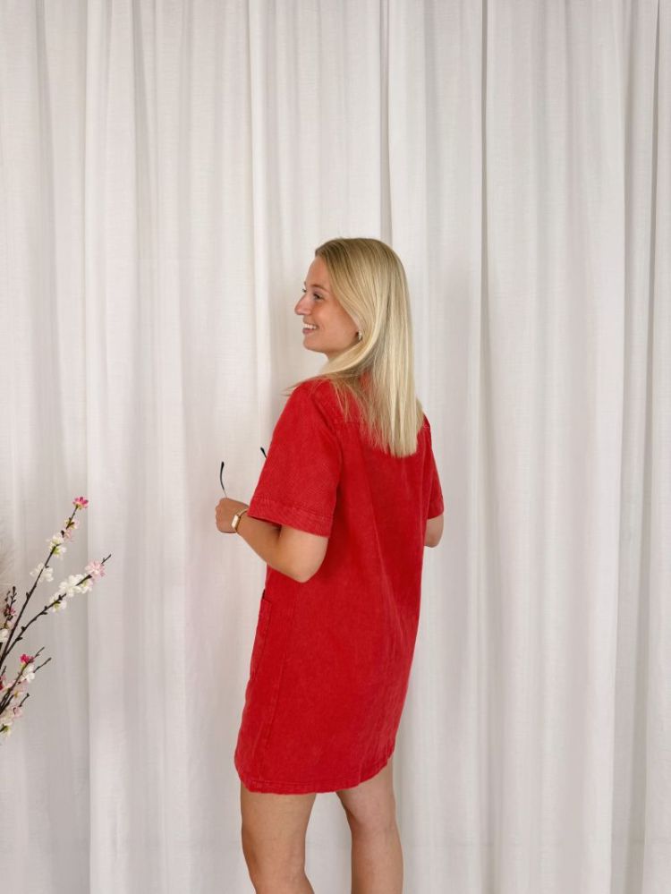 Sien Denim Dress Red