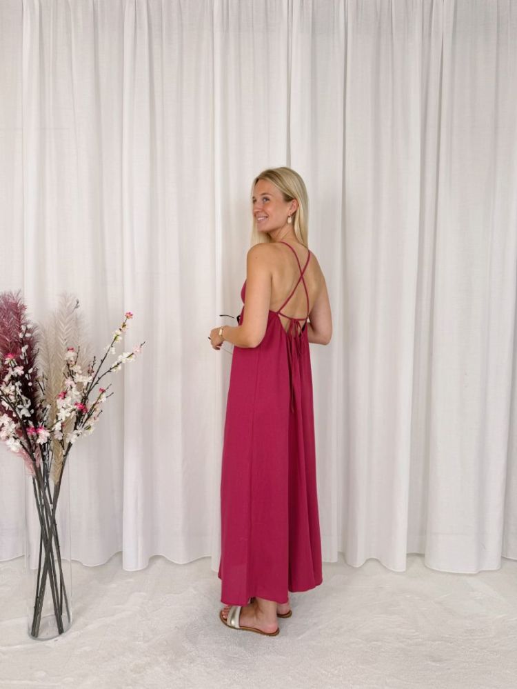 Mikki Cross-Strap Dress Dark Pink