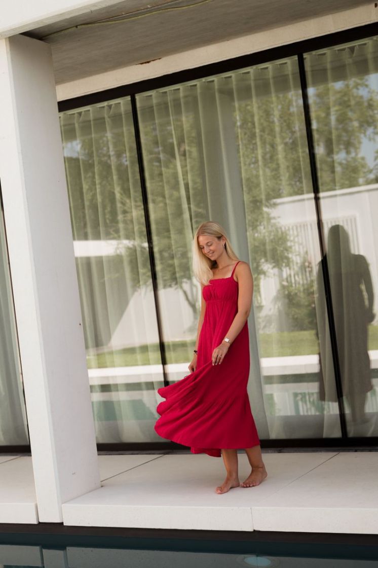 Adelie Dress Cherry Red