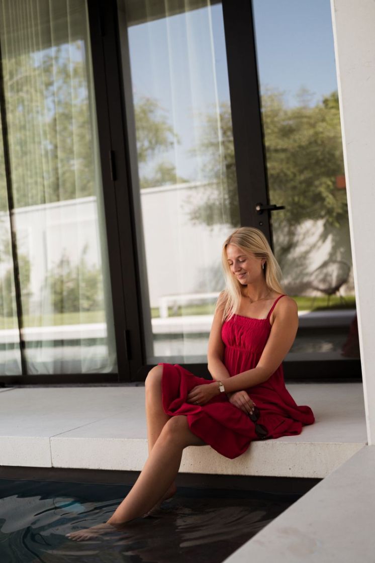 Adelie Dress Cherry Red