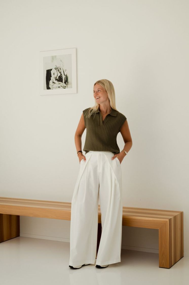 Yara Pleated Wide Leg Trouser White