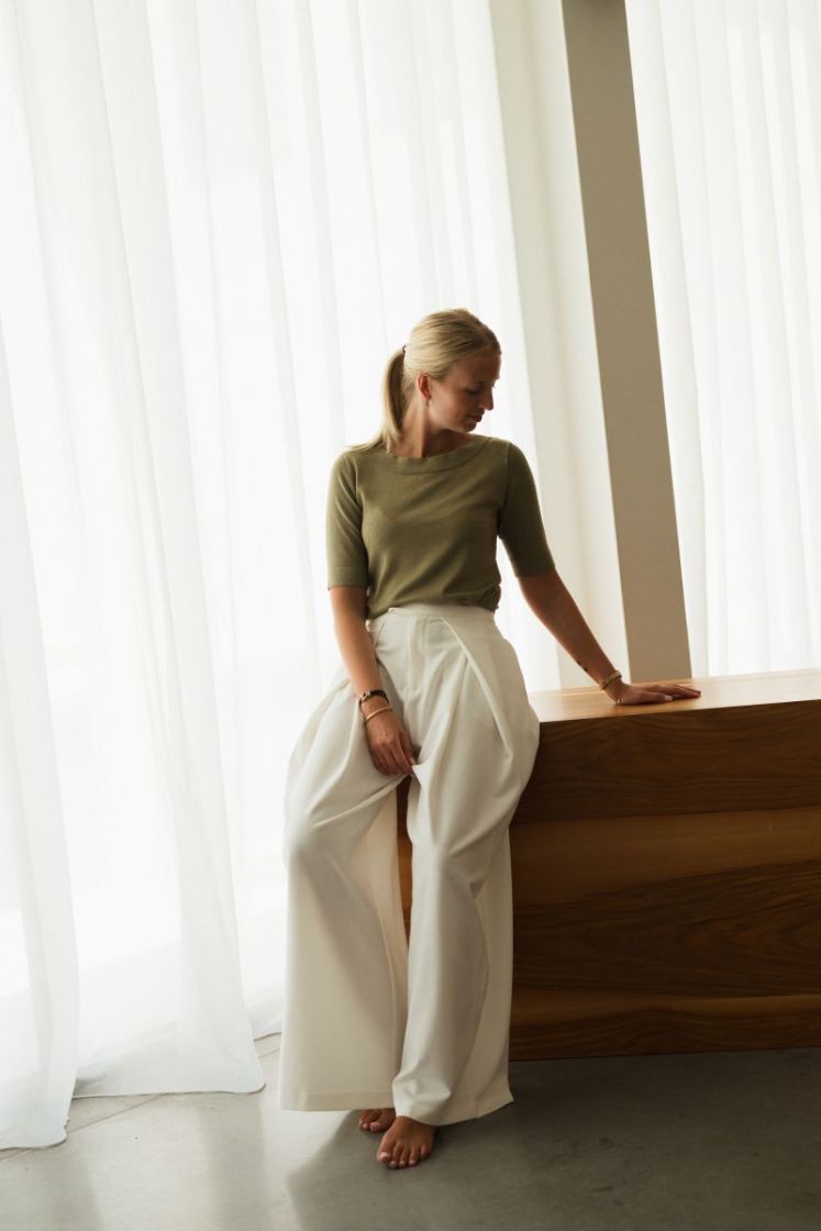 Yara Pleated Wide Leg Trouser White