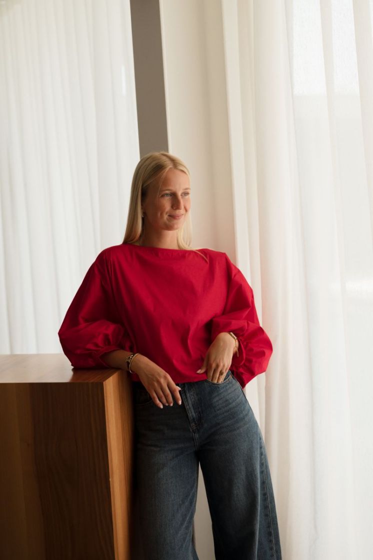 Arwin Cotton Blouse Red