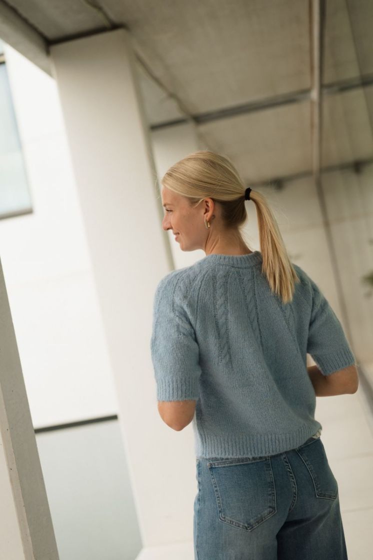 Cionia Knit Cardigan Blue Fog Melang