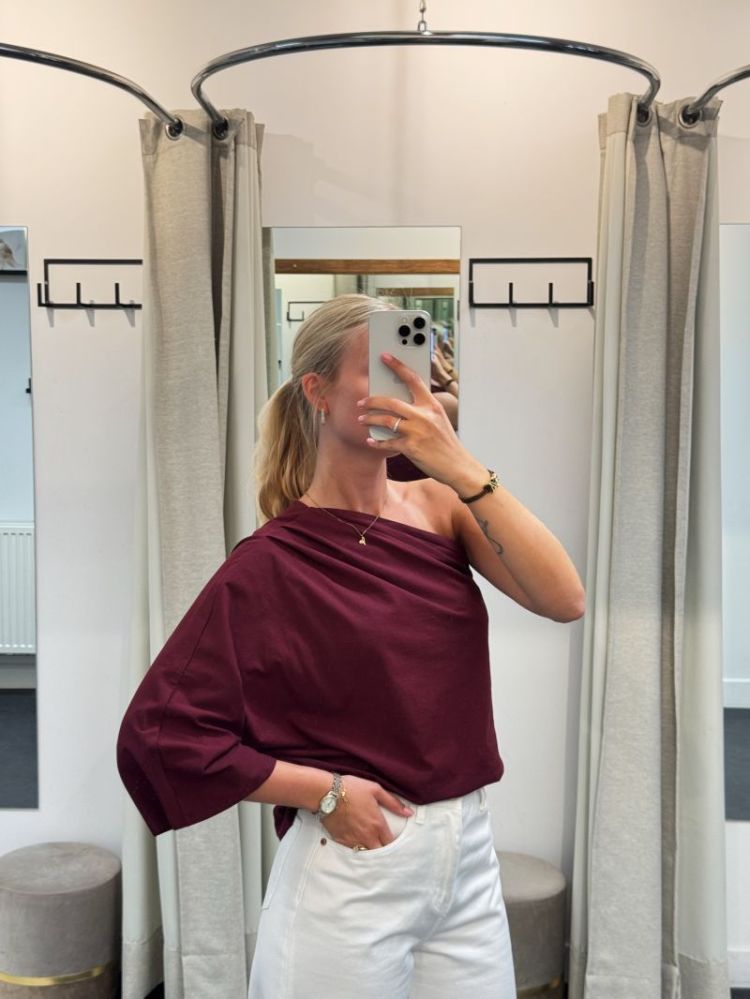 Lies One Shoulder Top Bordeaux