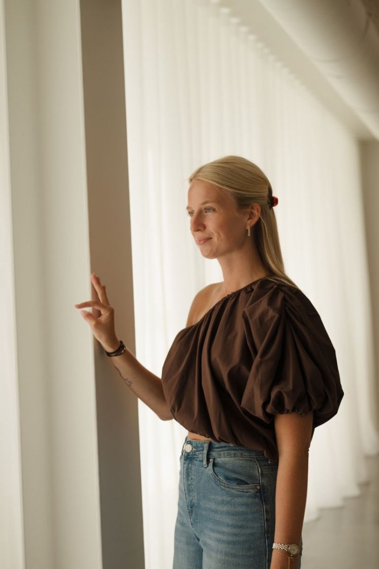 Lucia One Shoulder Top Brown