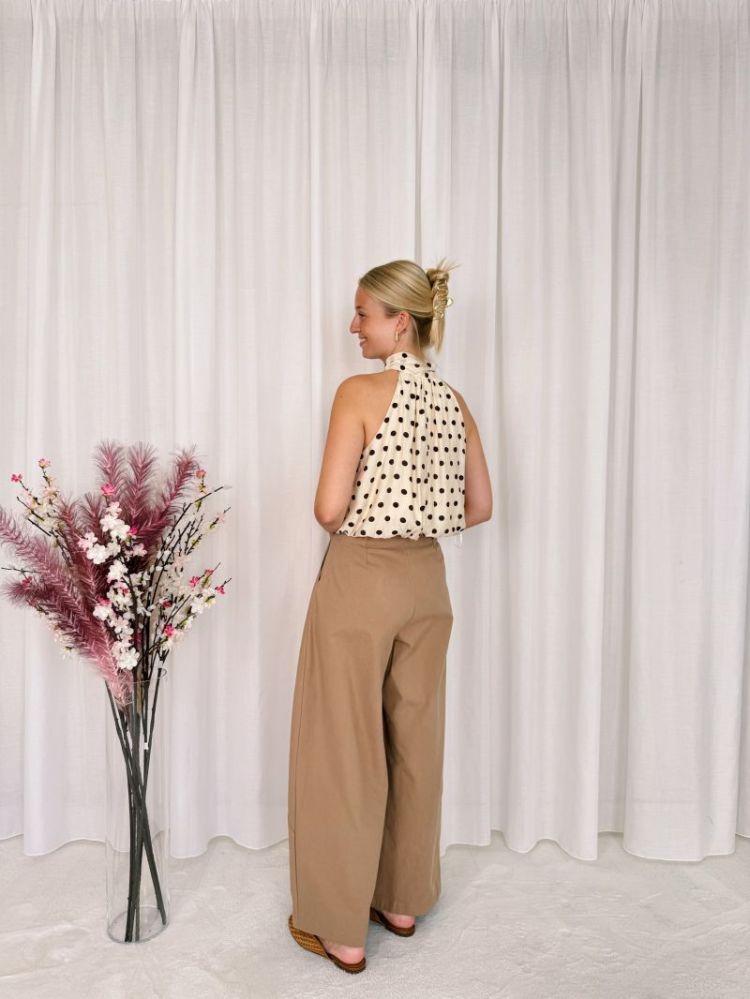 Roxy Halterneck Top Beige