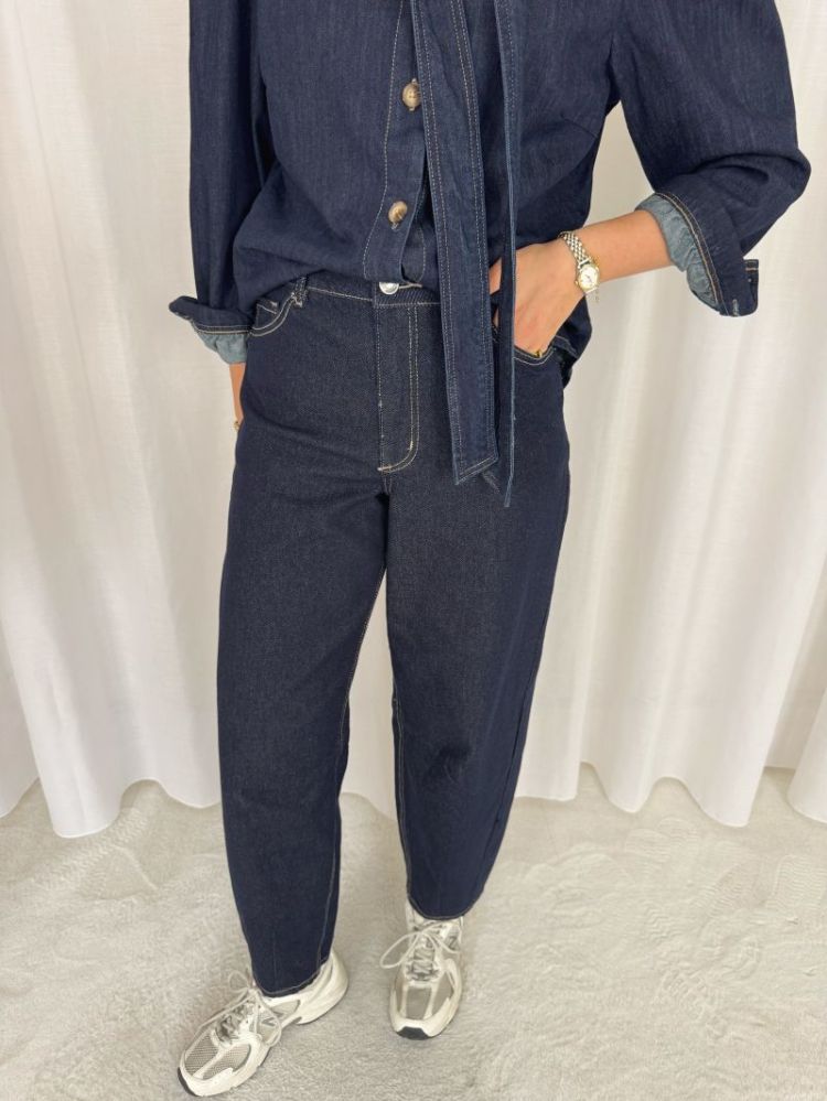 Ghita Barrel Jeans Dark Blue Unwas