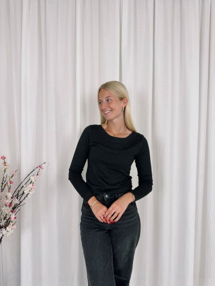 Lizza Knit Pullover Dark Grey Melan