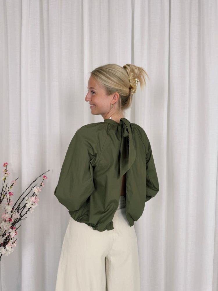 Eline Bow Blouse Khaki