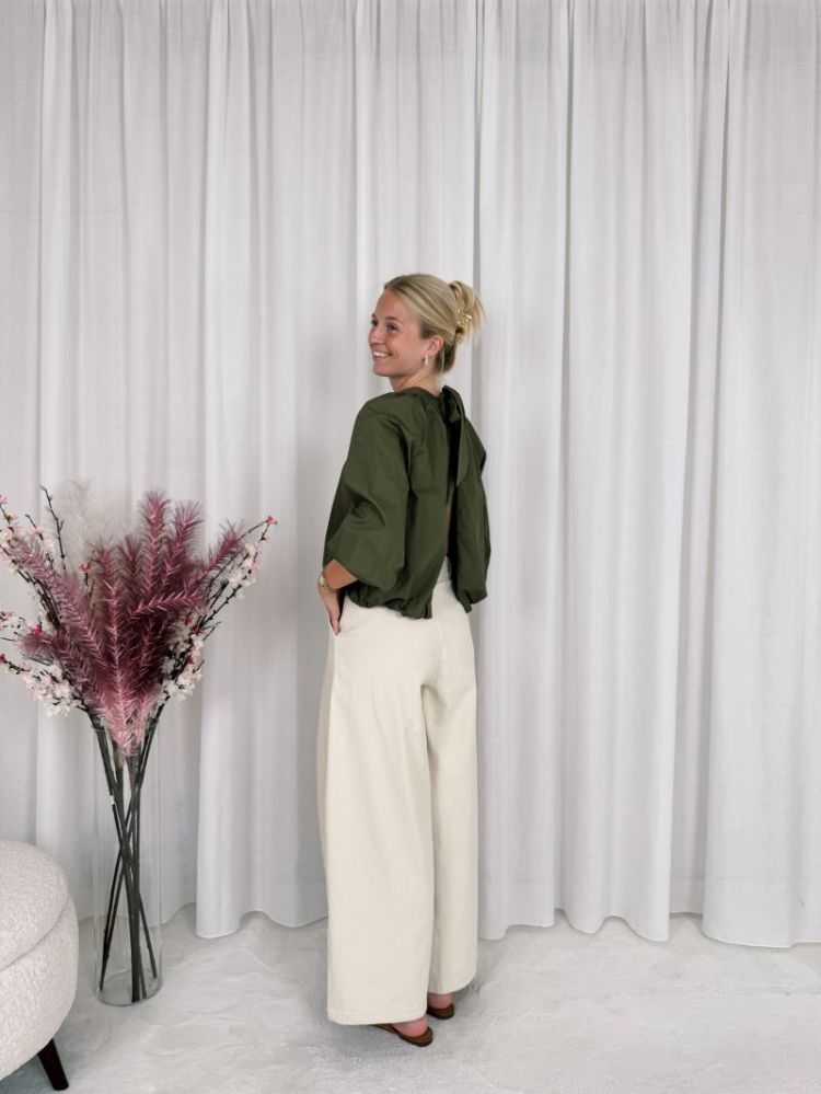 Eline Bow Blouse Khaki