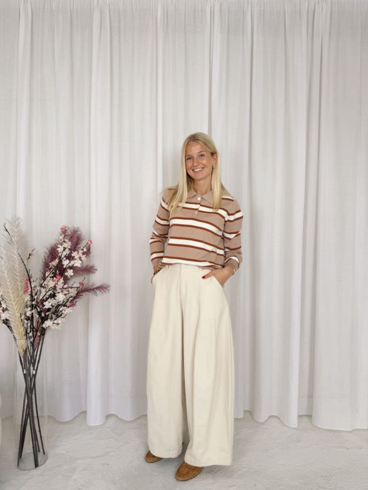 Lotte Striped Polo Camel