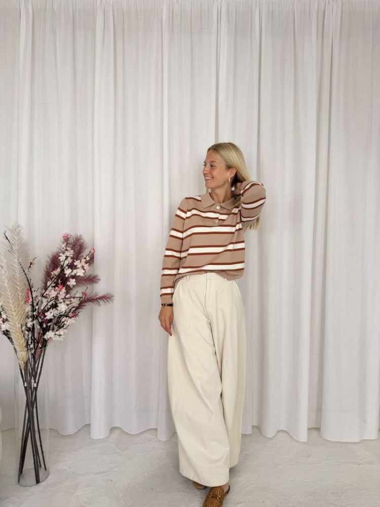 Lotte Striped Polo Camel