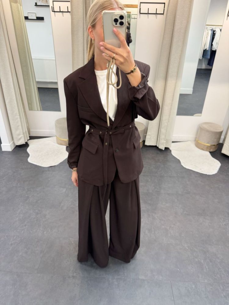 Elise Belted Blazer Brown