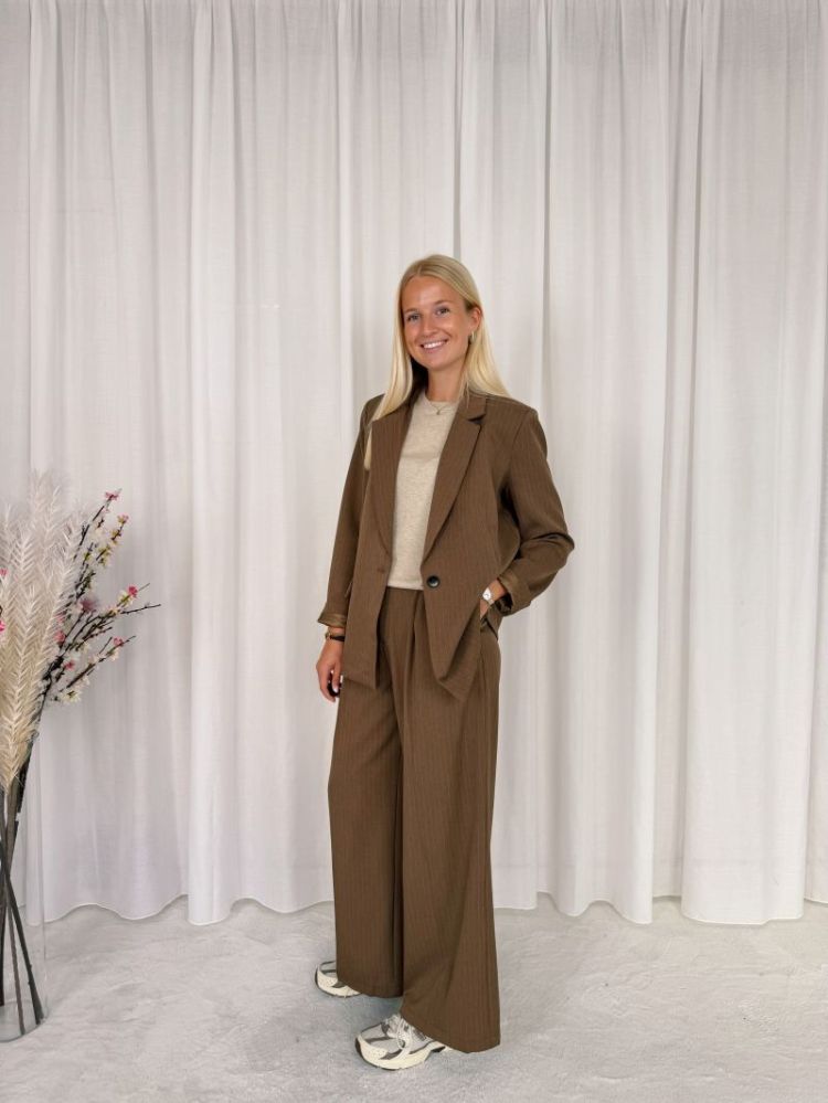 Sophie Striped Trouser Taupe