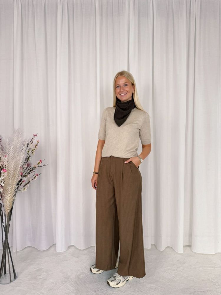 Sophie Striped Trouser Taupe