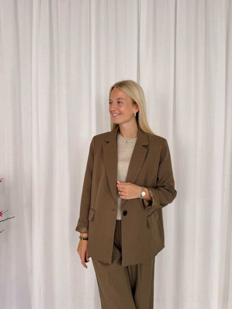 Sophie Striped Blazer Taupe