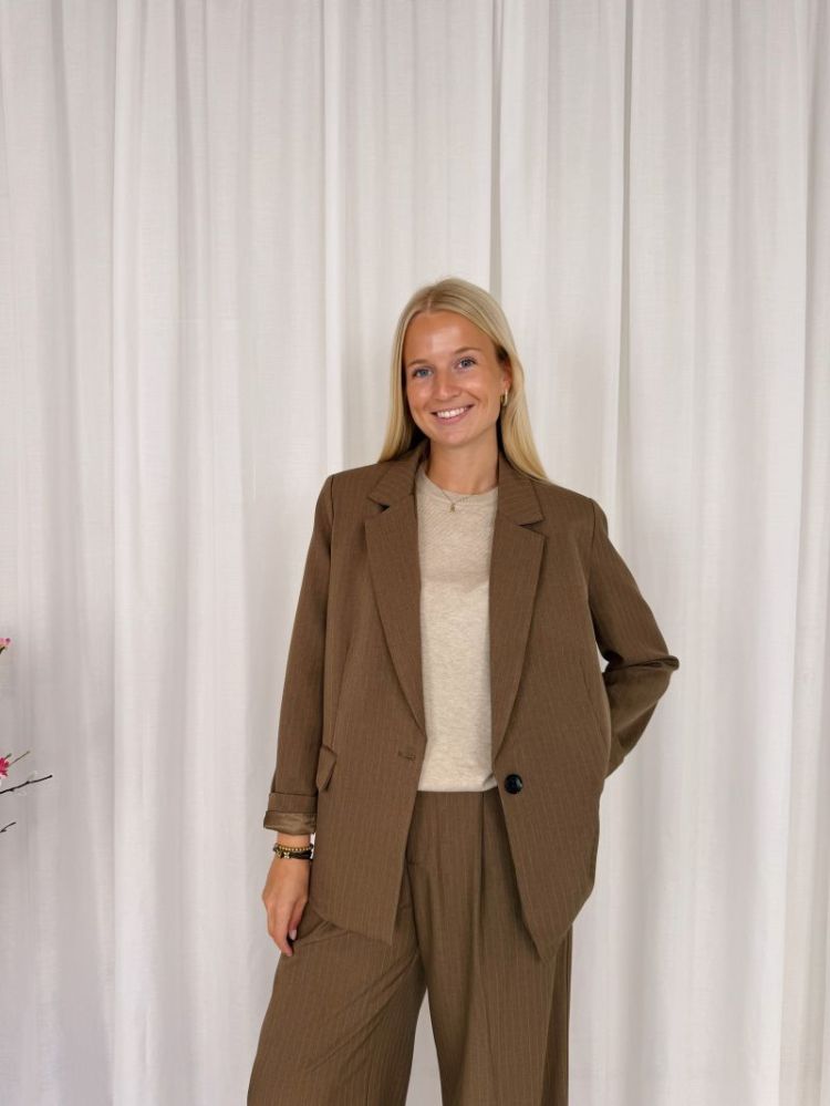 Sophie Striped Blazer Taupe