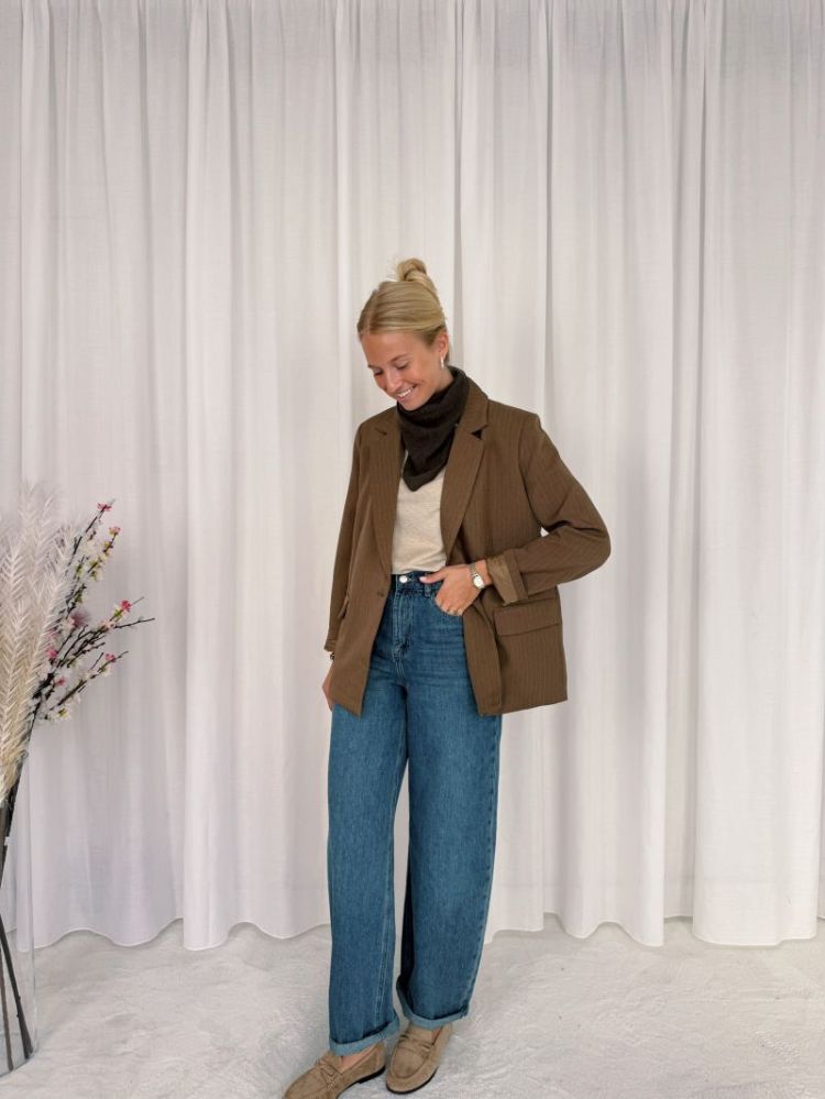 Sophie Striped Blazer Taupe