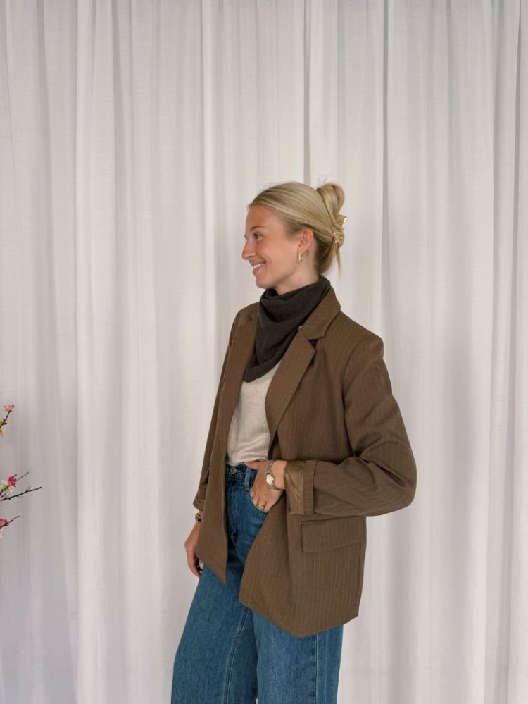 Sophie Striped Blazer Taupe
