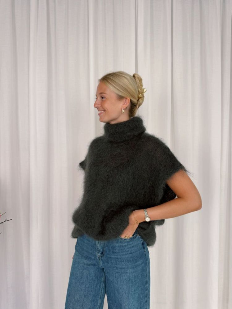 Lynn Mohair Sleeveless Knit Dark Khaki